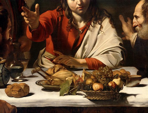 The Supper at Emmaus, 1601 (detail-1)